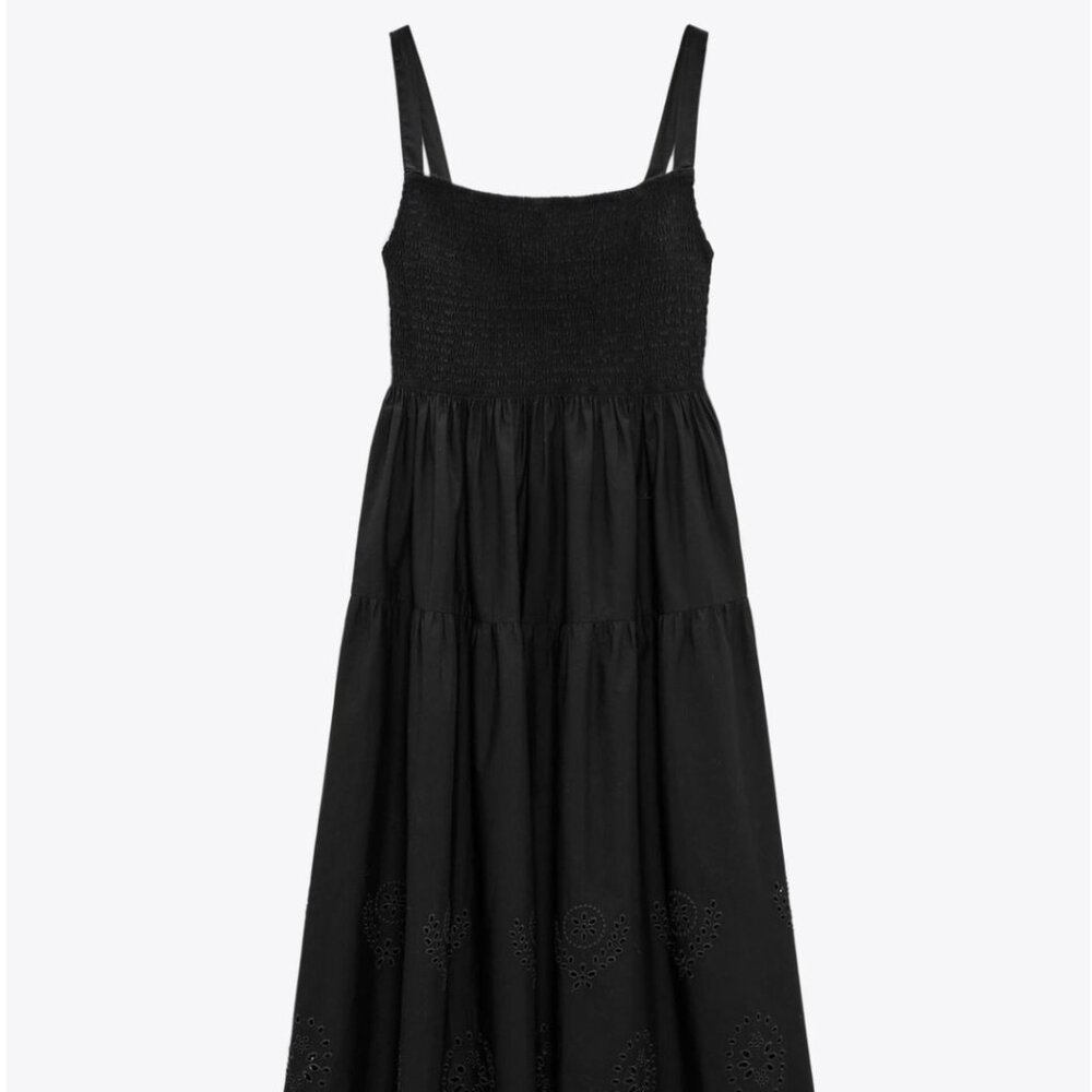 Zara Open-Work Embroidered Tank Dress | Black | Large